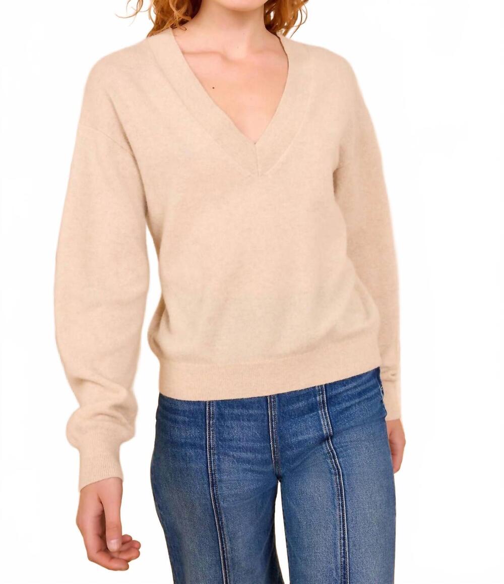 NEW ULLA JOHNSON ryla cashmere v neck pullover sweater in melange